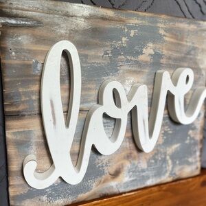 Rustic farmhouse Love Wall Decor Sign - Cream and Brown handmade